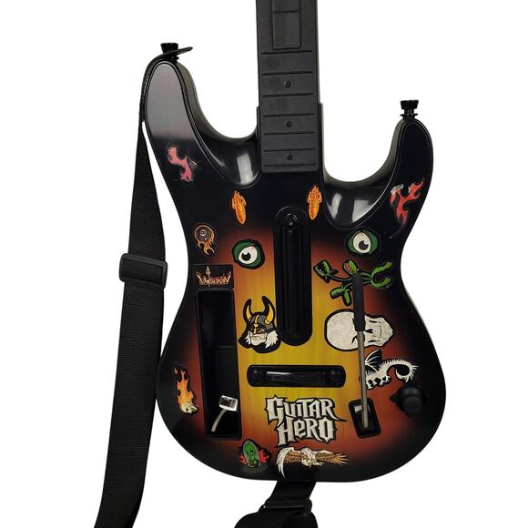 2 Nintendo Wii Guitar Hero Wireless Guitars RedOctane Sunburst 95455.805 Tested - Picture 3 of 16